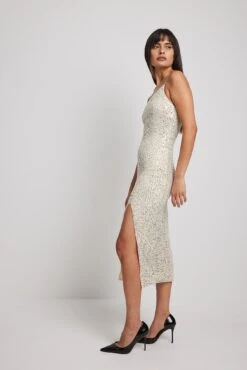 Asymmetric Sequin Midi Dress -Na-Kd asymmetric sequin midi dress 1017 001874 00051661