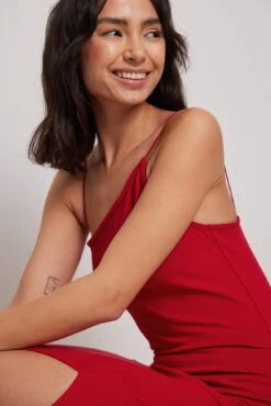 Asymmetric Thin Strap Short Dress -Na-Kd asymmetric thin strap short dress 1017 001049 00049800