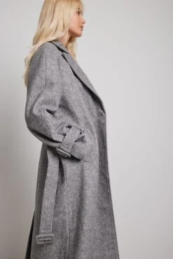NA-KD Belted Herringbone Coat -Na-Kd belted herringbone coat 1100 006701 00682787