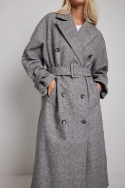 NA-KD Belted Herringbone Coat -Na-Kd belted herringbone coat 1100 006701 00682799