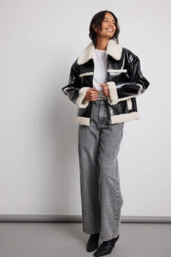 Bonded Teddy Detail Jacket -Na-Kd bonded teddy detail jacket 1018 010071 0041 01c