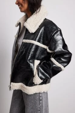 Bonded Teddy Detail Jacket -Na-Kd bonded teddy detail jacket 1018 010071 0041 25986