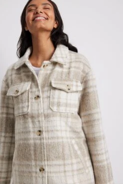NA-KD Brushed Checked Chest Pocket Jacket