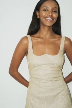 Wire Detail Neckdrop Mini Dress