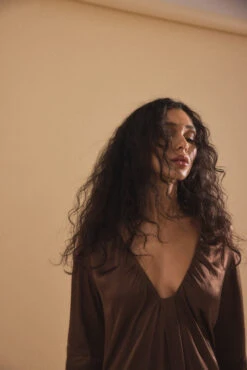 Gathered Plunge Mini Dress