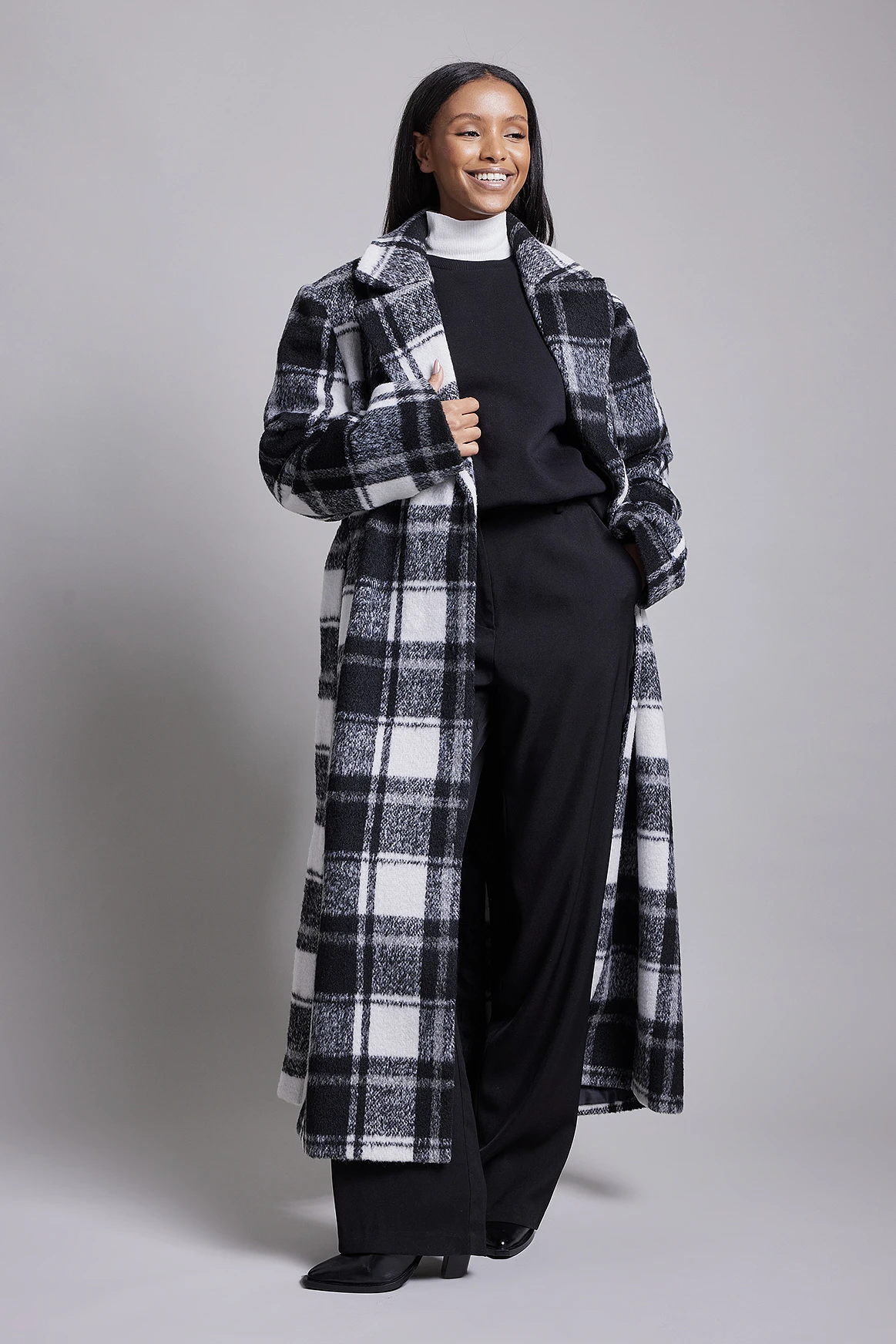 NA-KD Checked Long Coat 7 NA-KD Checked Long Coat - Image 5