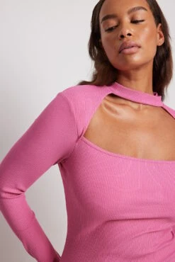 NA-KD Choker Square Neck Rib Dress -Na-Kd choker square neck rib dress 1100 006838 00155838