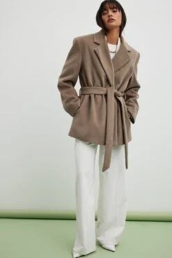 Classic Belted Short Coat -Na-Kd classic belted short coat 1018 010148 01197542