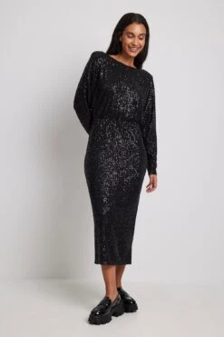 Deep Back Sequin Midi Dress -Na-Kd deep back sequin midi dress 1017 001871 00023696