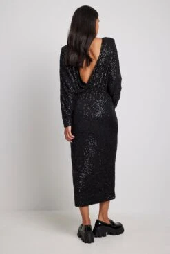 Deep Back Sequin Midi Dress -Na-Kd deep back sequin midi dress 1017 001871 00023722