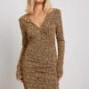 Deep V-neck Shoulder Pad Glitter Dress -Na-Kd deep v neck shoulder pad glitter dress 1017 002108 0013 35495