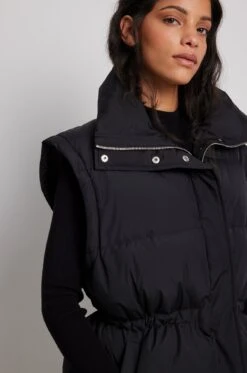 Down Blend Removable Sleeves Padded Jacket