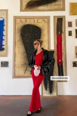 Knitted Cut Out Detail Maxi Dress