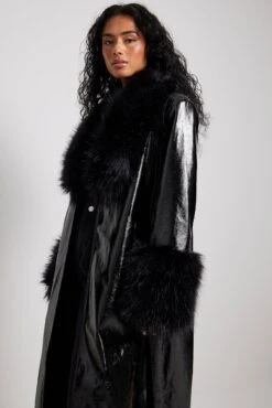 Faux Fur Collar Coat -Na-Kd faux fur collar coat 1018 009642 00024167