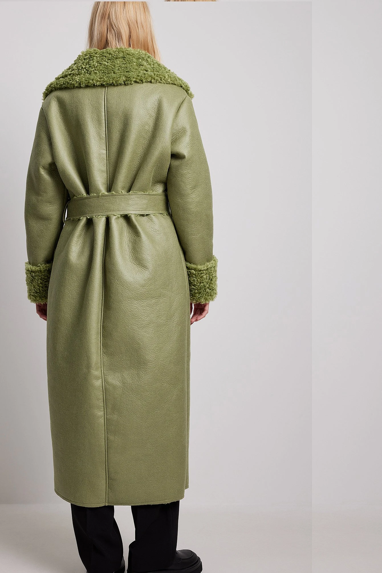 Faux Fur Detail Belted Coat 4 Faux Fur Detail Belted Coat - Image 2