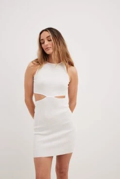 NA-KD Fine Knitted Cut Out Detail Mini Dress -Na-Kd fine knitted cut out detail mini dress 1100 007090 00011141