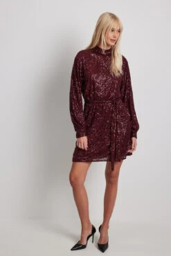 Flowy Belted Sequin Dress -Na-Kd flowy belted sequin dress 1017 002000 02870796