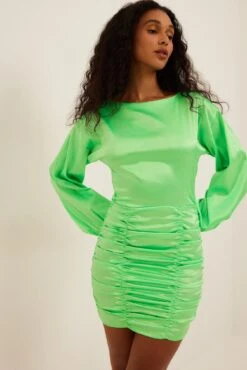 Gathered Skirt Satin Mini Dress -Na-Kd gathered skirt satin mini dress 1018 009851 00100585