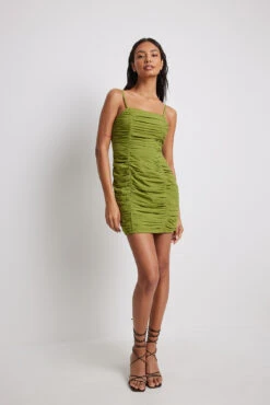 Gathered Strap Detail Mini Dress -Na-Kd gathered strap detail mini dress 1017 001920 003126763