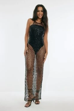 Halterneck Glitter Maxi Dress -Na-Kd halterneck glitter maxi dress 1775 000001 0002 5