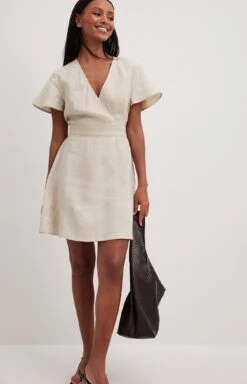 Linen Flowy Tie Back Mini Dress -Na-Kd linen flowy tie back mini dress 1014 001508 0005 01