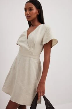 Linen Flowy Tie Back Mini Dress -Na-Kd linen flowy tie back mini dress 1014 001508 0005 02