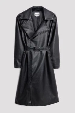 Long Biker Pu Trenchcoat -Na-Kd long biker pu trenchcoat 1100 006795 0002 flatlay