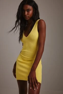 Marked Waist Knitted Mini Dress