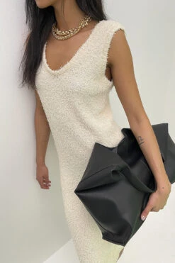 Fluffy Knitted Sleeveless Midi Dress