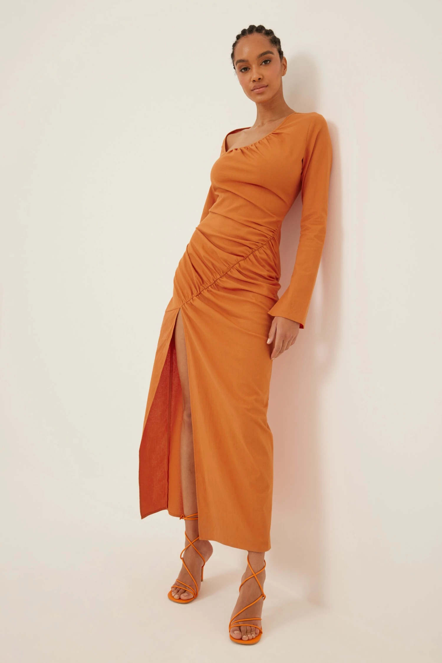 Ruched Details Maxi Linen Dress 4 Ruched Details Maxi Linen Dress - Image 2