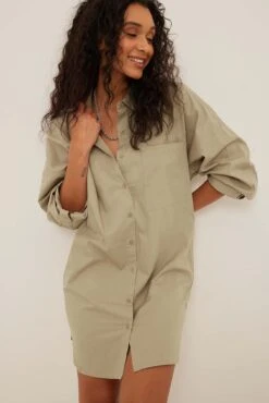 NA-KD Oversized Cotton Shirt Dress -Na-Kd nakd 5oversized cotton shirt dress 1100 006225 0005 13927