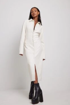 Pu Buttoned Midi Dress