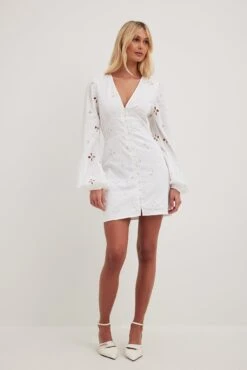 Anglaise Balloon Sleeve Mini Dress -Na-Kd nakd anglaise balloon sleeve mini dress 1014 001497 0001 22977