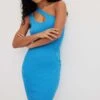 Asymmetric Neckline Bodycon Knitted Dress