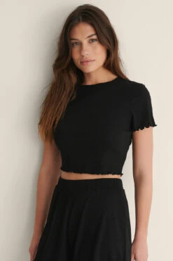 Babylock Crop Short Sleeve Rib Top -Na-Kd nakd babylock crop short sleeve rib top 1013 000934 0002 04a