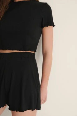 Babylock Crop Short Sleeve Rib Top -Na-Kd nakd babylock crop short sleeve rib top 1013 000934 0002 05g