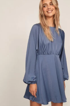 Balloon Sleeve Flowy Mini Dress