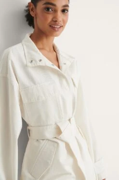 NA-KD Organic Belted Oversized Denim Jacket -Na-Kd nakd belted oversized denim jacket 1660 000212 0244 04j