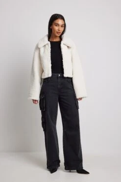 NA-KD Bonded Teddy Jacket -Na-Kd nakd bonded teddy jacket 1018 008583 0001 01c