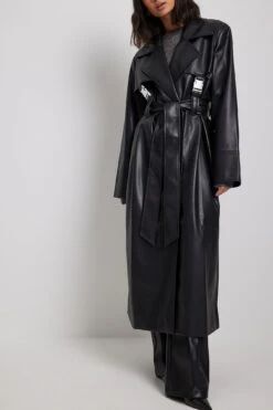 Buckle Detail PU Trenchcoat -Na-Kd nakd buckle detail pu trenchcoat 1692 000103 0002 32827