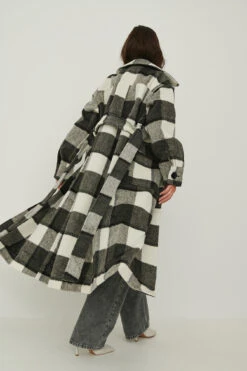 NA-KD Checked Oversized Belted Coat -Na-Kd nakd checked oversized belted coat 1018 007918 0041 02d 1