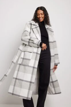 NA-KD Checked Oversized Belted Coat