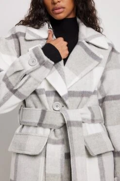 NA-KD Checked Oversized Belted Coat -Na-Kd nakd checked oversized belted coat 1018 007918 2250 41194