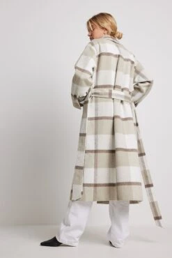 NA-KD Checked Oversized Belted Coat -Na-Kd nakd checked oversized belted coat 1018 007918 8972 17134