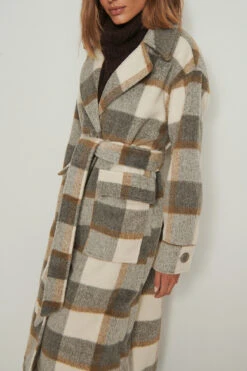 NA-KD Checked Oversized Belted Coat -Na-Kd nakd checked oversized belted coat 1018 007918 9543 04g