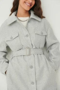 NA-KD Chest Pocket Belted Long Jacket -Na-Kd nakd chest pocket belted long jacket 1018 007122 0068 03g r