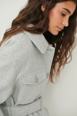 NA-KD Chest Pocket Belted Long Jacket -Na-Kd nakd chest pocket belted long jacket 1018 007122 0068 04g r