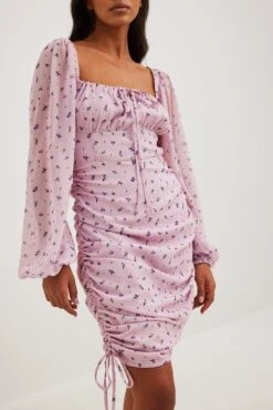 Chiffon Drawstring Mini Dress