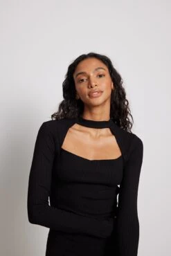 NA-KD Choker Square Neck Rib Dress -Na-Kd nakd choker square neck rib dress 1100 006838 0002 8485 copy