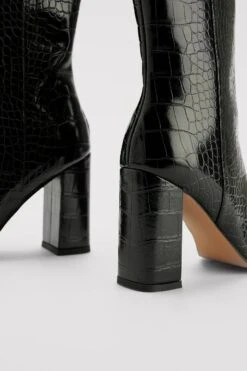 Croc Block Heel Boots -Na-Kd nakd croc block heel boots 1055 001110 0002 04m r